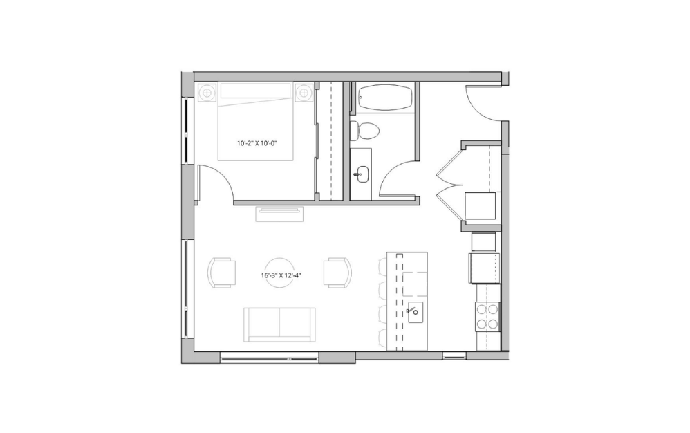 Floor plan layout diagram for 1x1 - C14